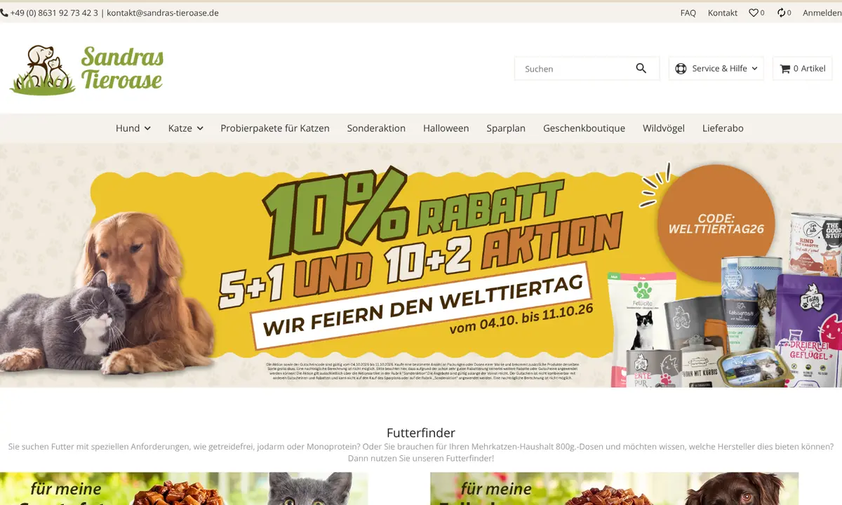 Startseite von Sandras Tieroase