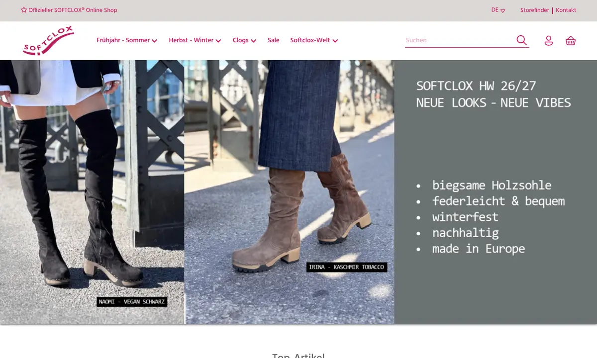 Startseite von SOFTCLOX